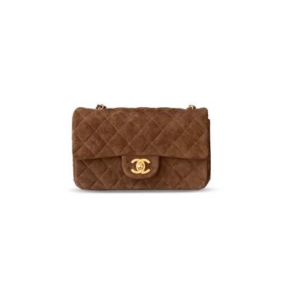 CHANEL SUEDE SMALL DOUBLE FLAP SHOULDER BAG 306489 (20*12*6cm)